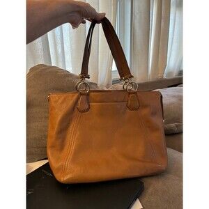 Michael Kors Caramel Brown pebble Leather Purse large Handbag Shoulder Bag Big